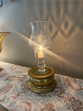 Vintage Block Crystal Hurricane Lamp